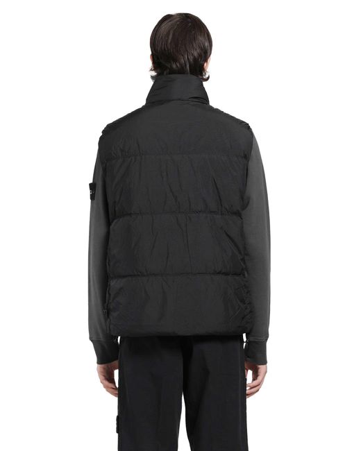 Stone Island Black G100010 Crinkle Reps Down Vest for men