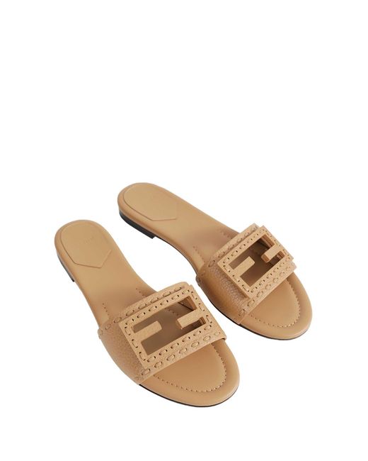 Fendi Metallic Leather Slides