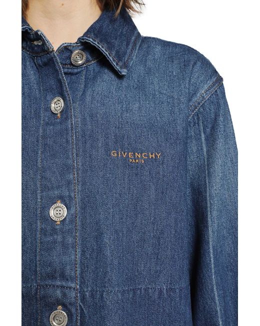 Givenchy Blue Cropped Denim Shirt