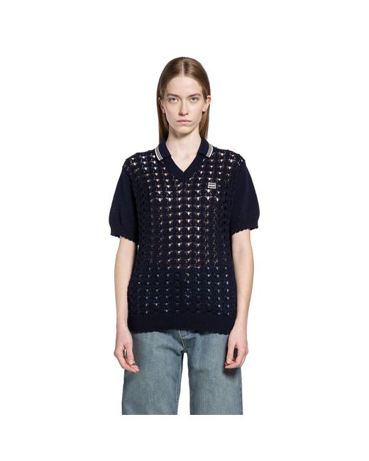 Miu Miu Black Knit Polo Shirt