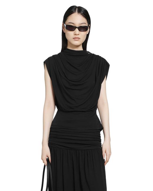 RETORI Black Draped Viscose Jersey Top