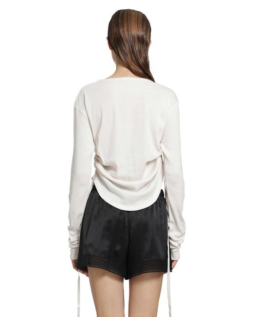 Ann Demeulemeester White Dot Wrinkled Long Sleve Top