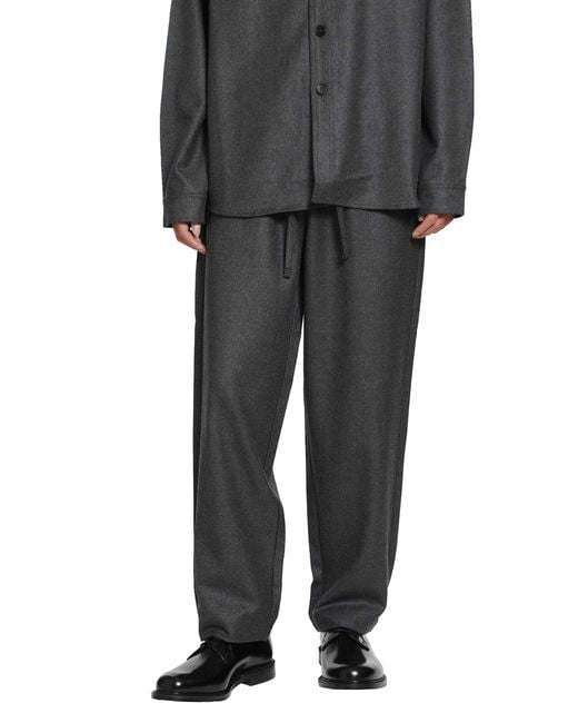 ROSE BURRITO Black Wool Flannel Pyjama Trousers for men