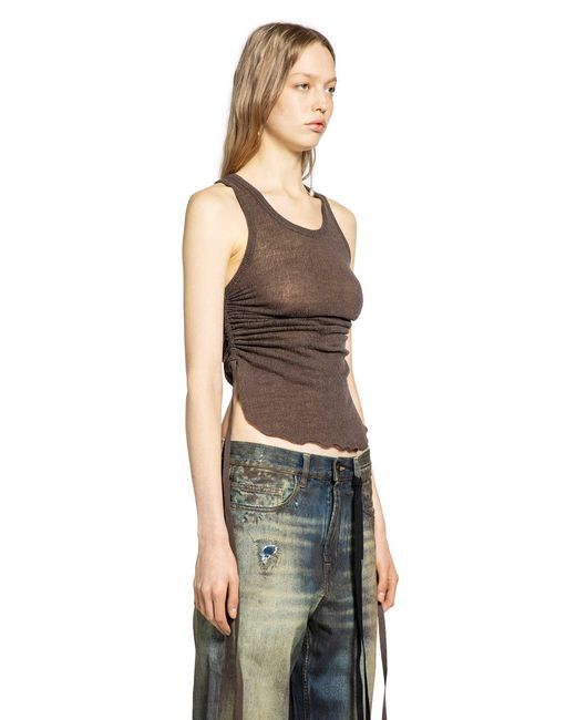 Ann Demeulemeester Black Mara Wrinkled Cropped Tank Top