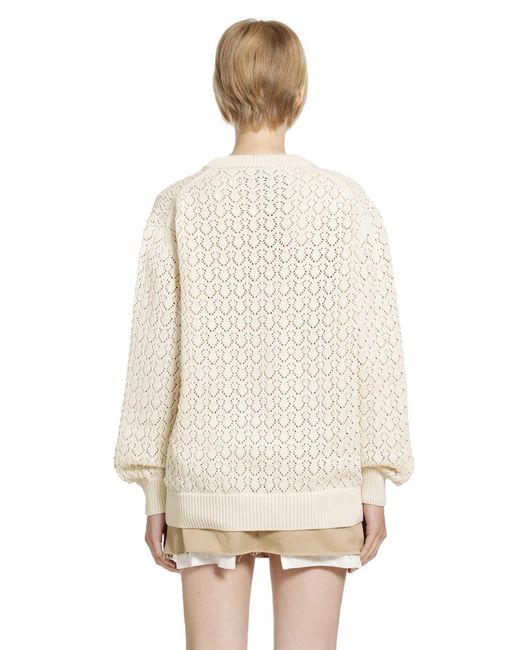 Miu Miu Natural Cotton V-Neck Sweater