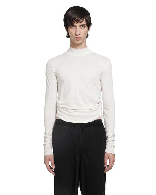 Ann Demeulemeester White Lenart Wrinkled Mock Neck Top for men