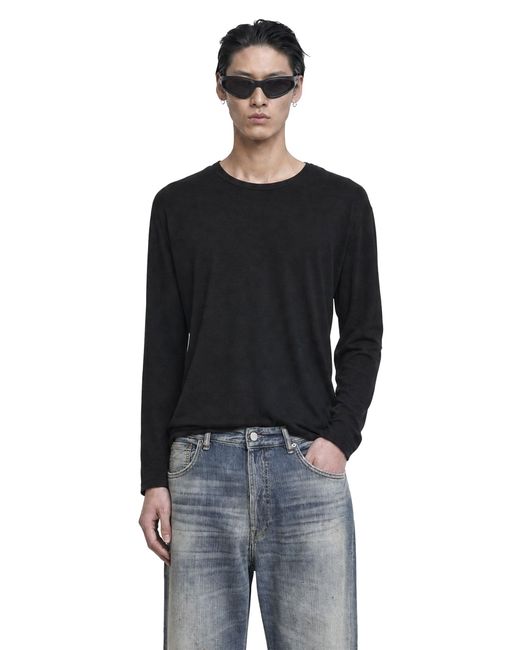 James Perse Black Shirttail Hem Long Sleeve T-Shirt for men