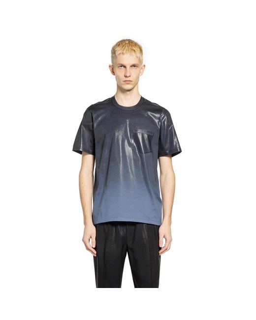 Maison Margiela Blue Foiled Cotton Jersey Pocket T-Shirt for men