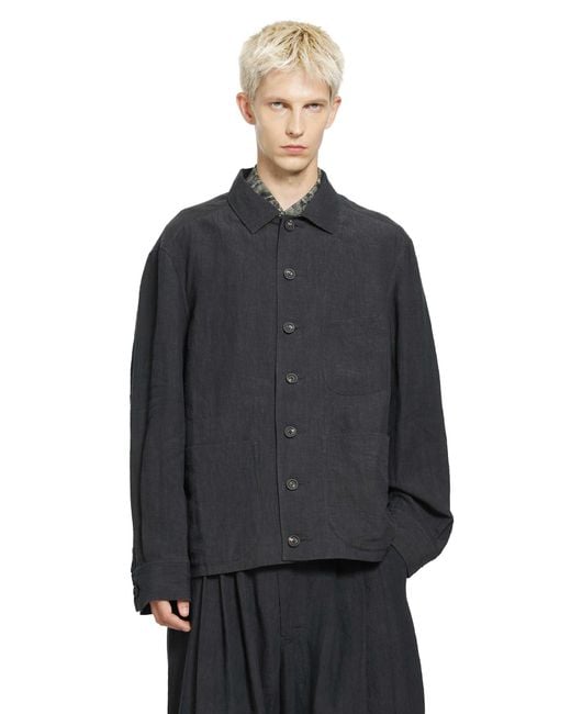 Ziggy Chen Black Spread Collar Chore Jacket for men
