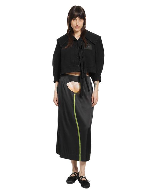 Simone Rocha Black Poppy Motif Pencil Skirt