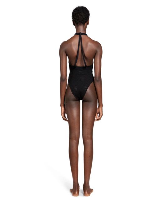 Laneus Black Openwork Knit Swimsuit