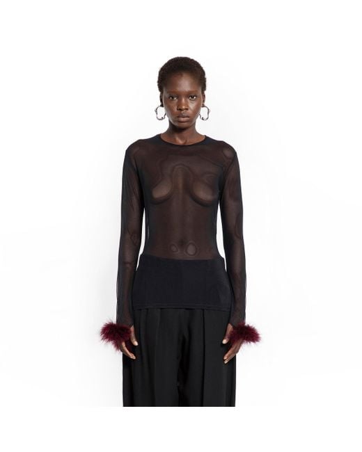 Mugler Black Marabou Top