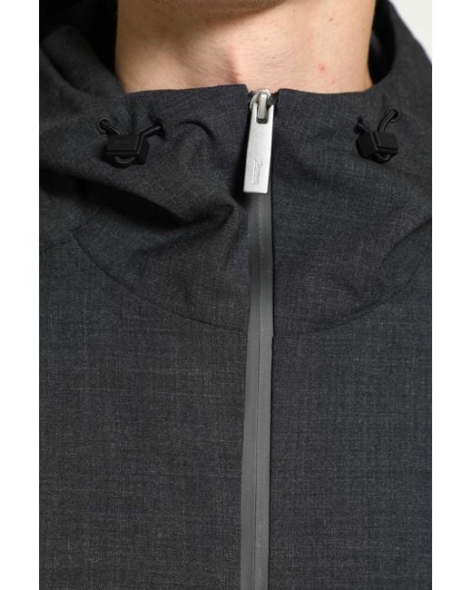 Laminar Black Wool Touch Hooded Jacket for men