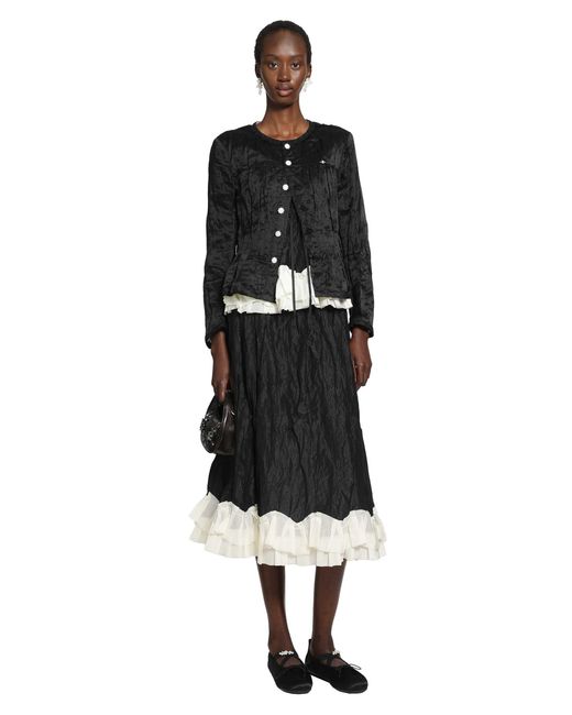 Renli Su Black Gathered A-Line Skirt