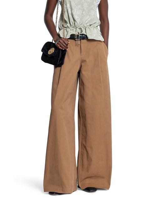Chloé Brown High-rise Wide-leg Pants In Cotton Canvas