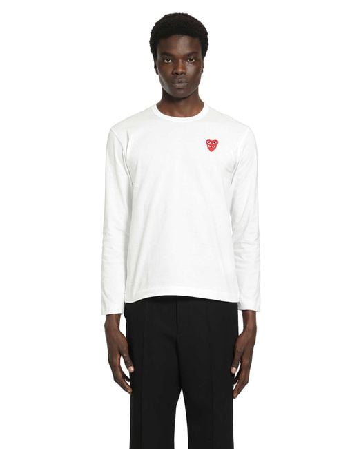 COMME DES GARÇONS PLAY White Heart Long Sleeve T-Shirt for men