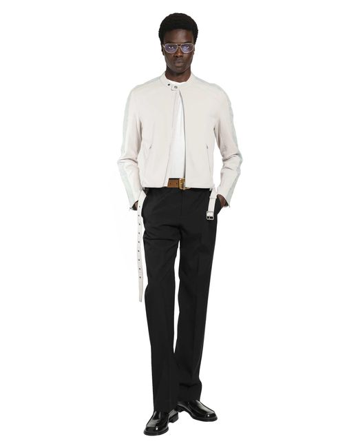 Acne White Twill Biker Jacket for men