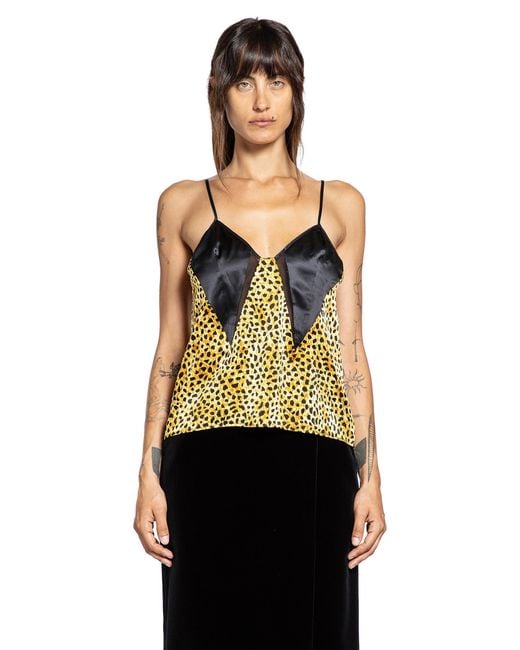 Versace Black Cheetah Allover Silk Slip Camisole