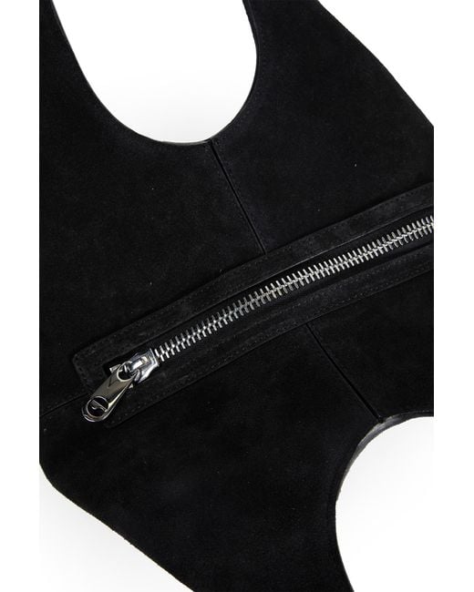 Coperni Black Folded Suede Shoulder Bag