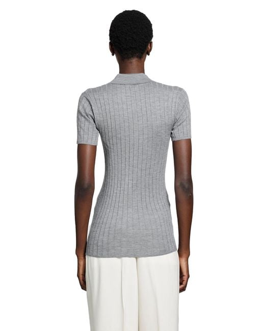 Totême Blue Ribbed Cashmere Silk Polo