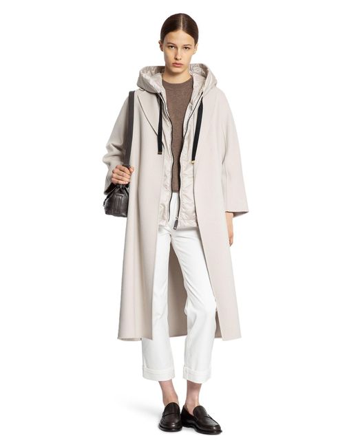 Max Mara White Wool Broadcloth Midi Coat