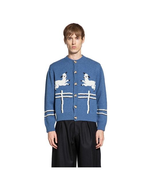 S.S.Daley Blue Cyril Lamb Motif Cardigan for men