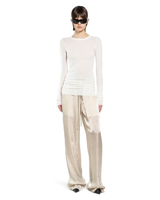Rick Owens White Temple Rib Long Sleeve T-Shirt