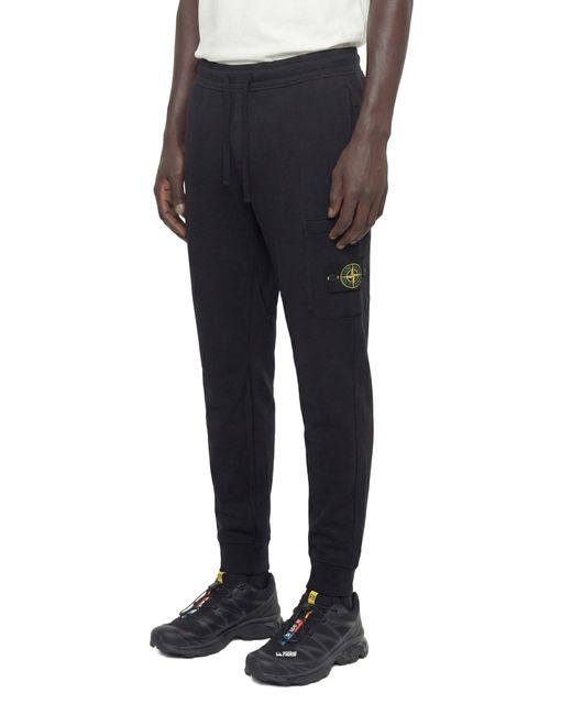 Stone Island Blue 620001 Cotton Fleece Cargo Joggers for men