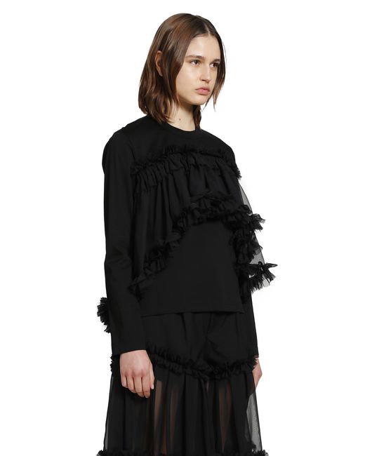 Noir Kei Ninomiya Black Tulle Long Sleeve T-Shirt