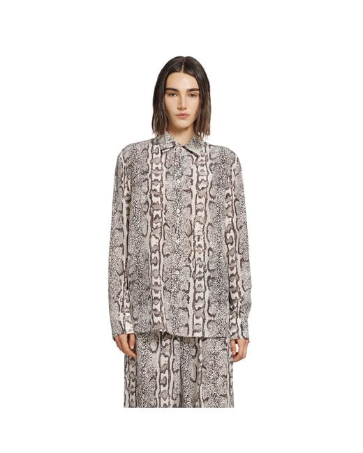 Balenciaga Brown Python Print Silk Shirt
