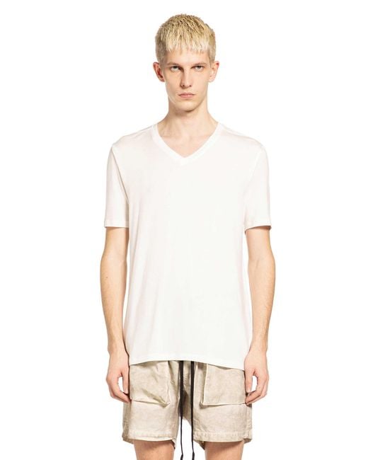 Thom Krom White Stretch Modal Silk V-Neck T-Shirt for men