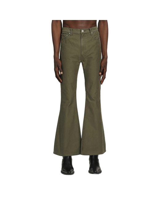 Junya Watanabe Green Flared 5 Pocket Jeans for men