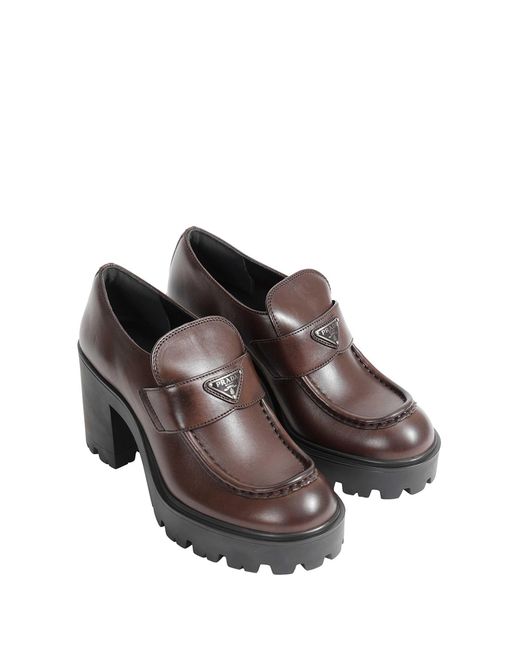 Prada Gray Leather Loafers