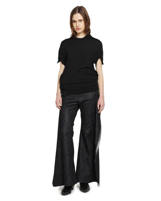 Junya Watanabe Black Short Sleeve Wool Sweater With Splits