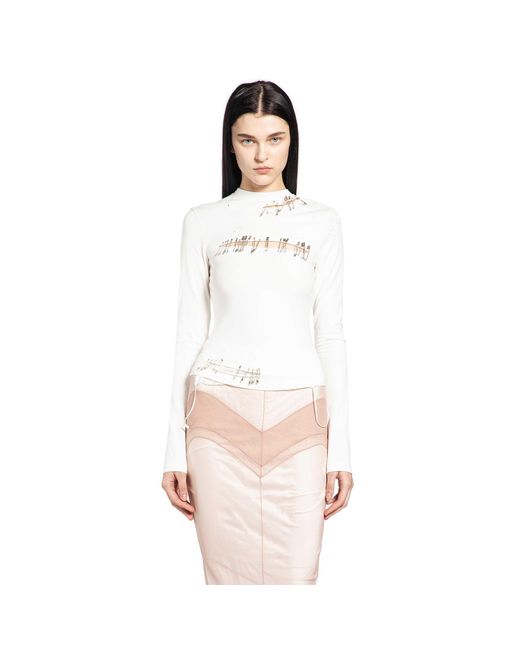 Dilara Findikoglu White Safety Pin Long Sleeve T-Shirt