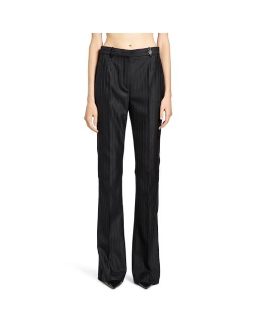 Versace Black Wool Pinstripe Dv Trousers
