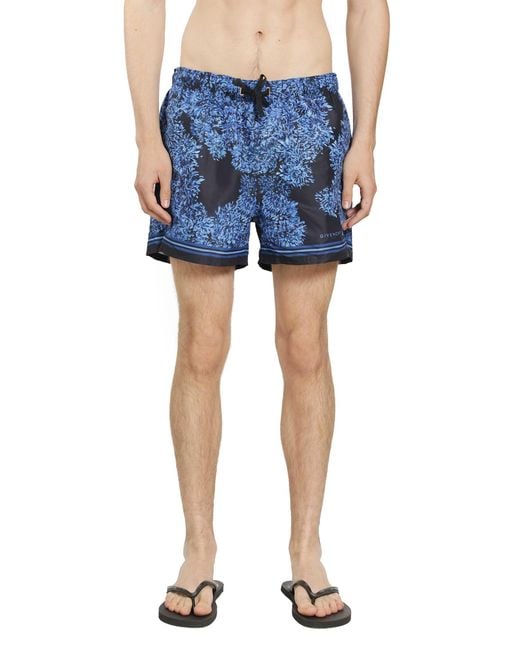 Givenchy Blue Swim Shorts With Pompom Print for men