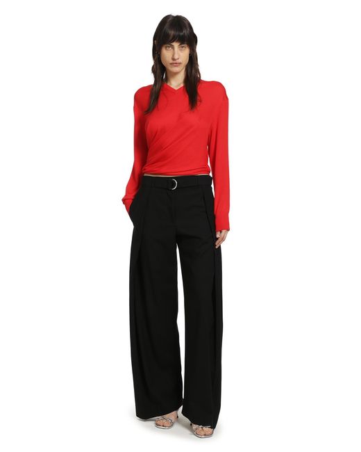 Loewe Red Draped Wool Sweater