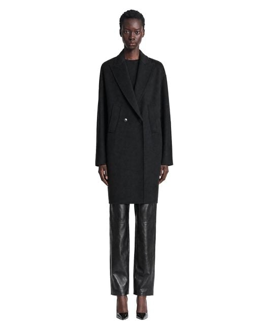 Max Mara Black Double-Breasted Wool Broadcloth Coat