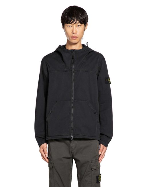 Stone Island 1200032 Hooded Overshirt in Black for Men | Lyst