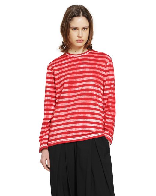 Comme des Garçons Red Striped Cotton Jersey Long Sleeve T-Shirt