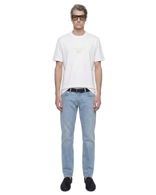 Emporio Armani White Pima-Jersey Logo T-Shirt for men