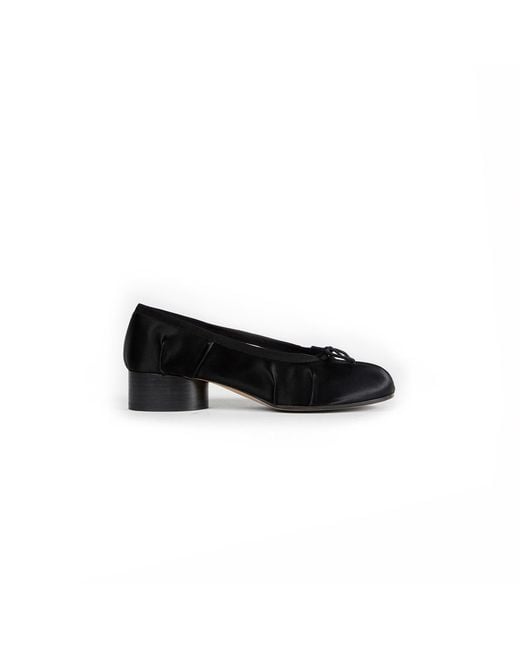 Maison Margiela Black Tabi Satin Heeled Ballerinas