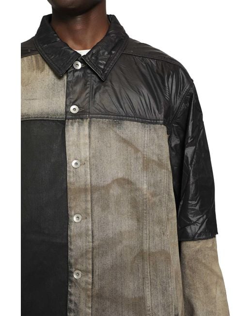 Rick Owens Black Jumbo Worker Patchwork Jacket for men