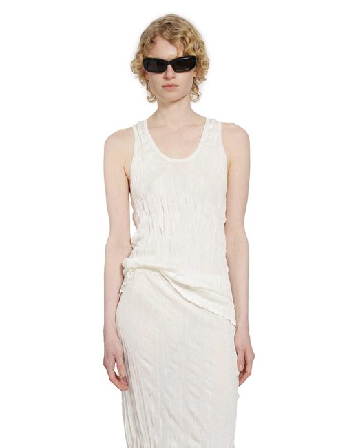 Totême  White Crinkled Knit Tank