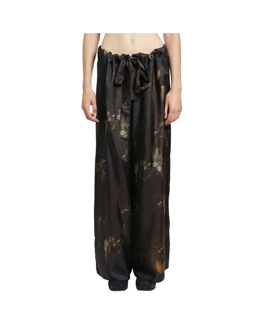 IA London Black Silk Palazzo Trousers