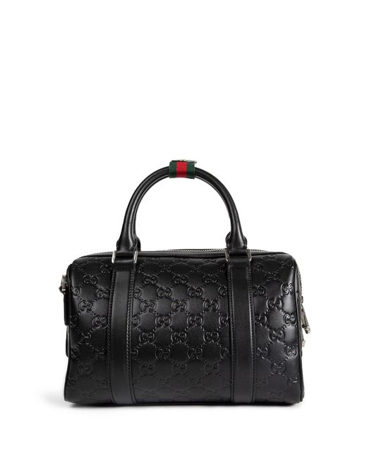 Gucci Black Gg Emblem Small Leather Duffle Bag for men