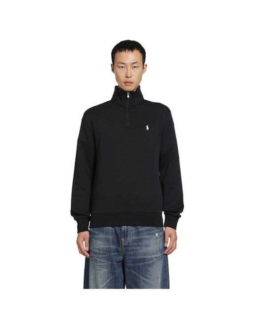 Polo Ralph Lauren Black Half-Zip Sweatshirt for men