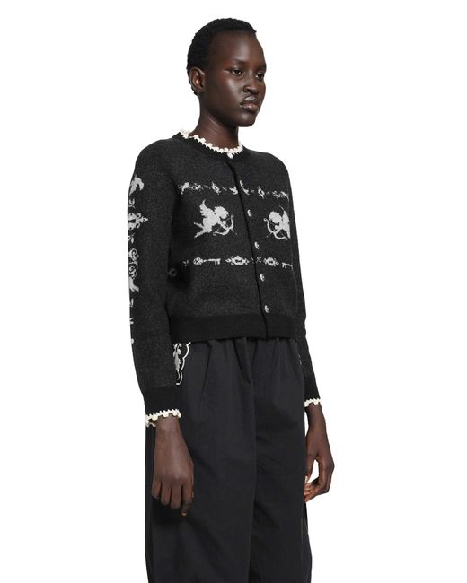 Renli Su Black Romantic Angel Wool Cardigan