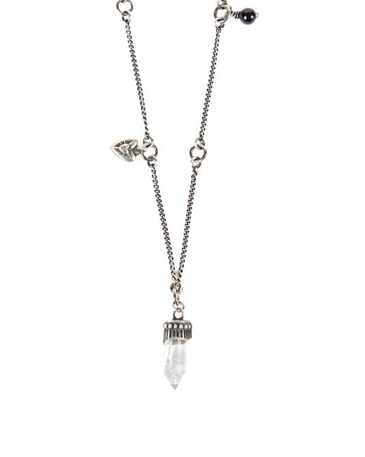 Ann Demeulemeester Metallic Impi Necklace With Quartz
